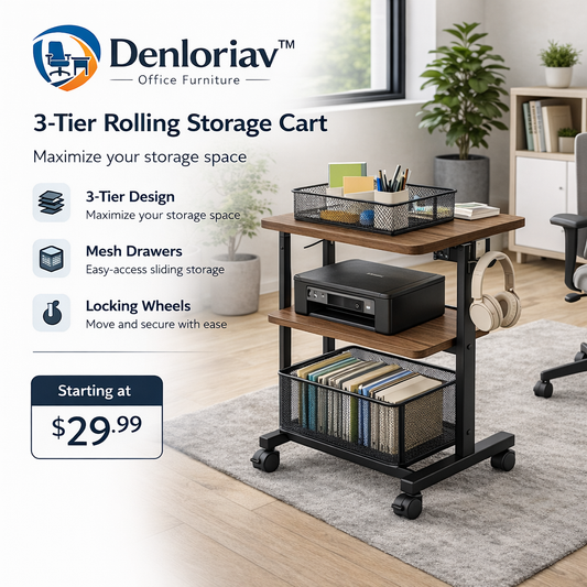 Denloriav™ 3-Tier Mobile Rolling Storage Cart