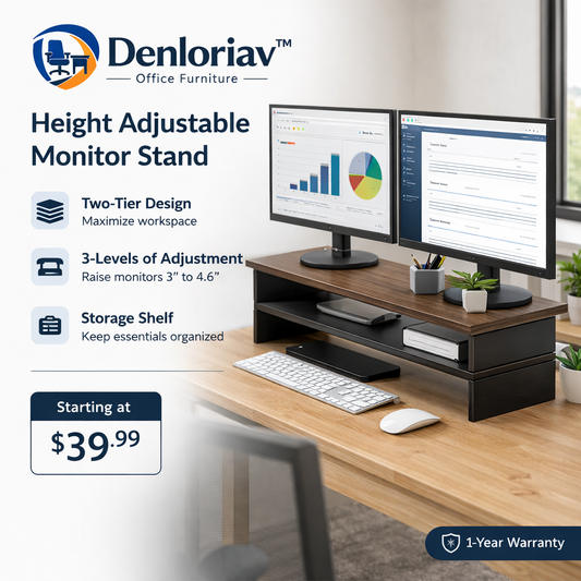 Denloriav™ Adjustable Dual Monitor Stand with Storage Shelf