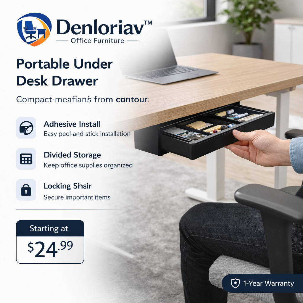 Denloriav™ Portable Under Desk Drawer with Dividers